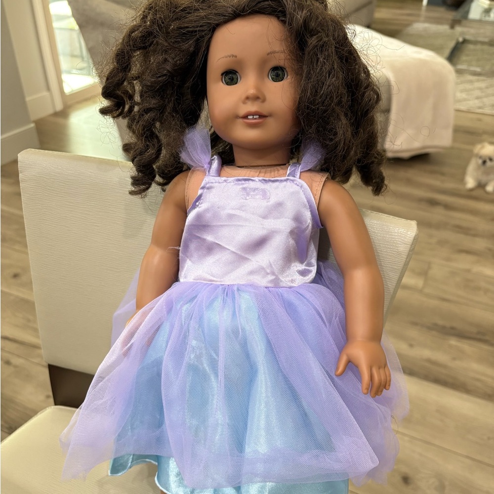American girl doll light brown skin curly hair